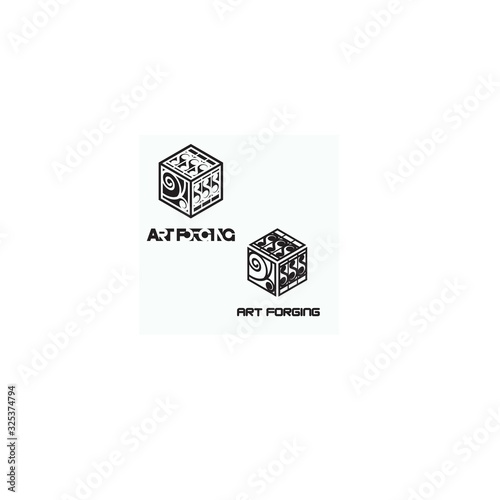 illustration consisting of an image of a forged lattice in the form of a symbol or logo and the inscription "art forging"