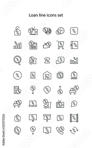 Loan line icons set vector illustration 