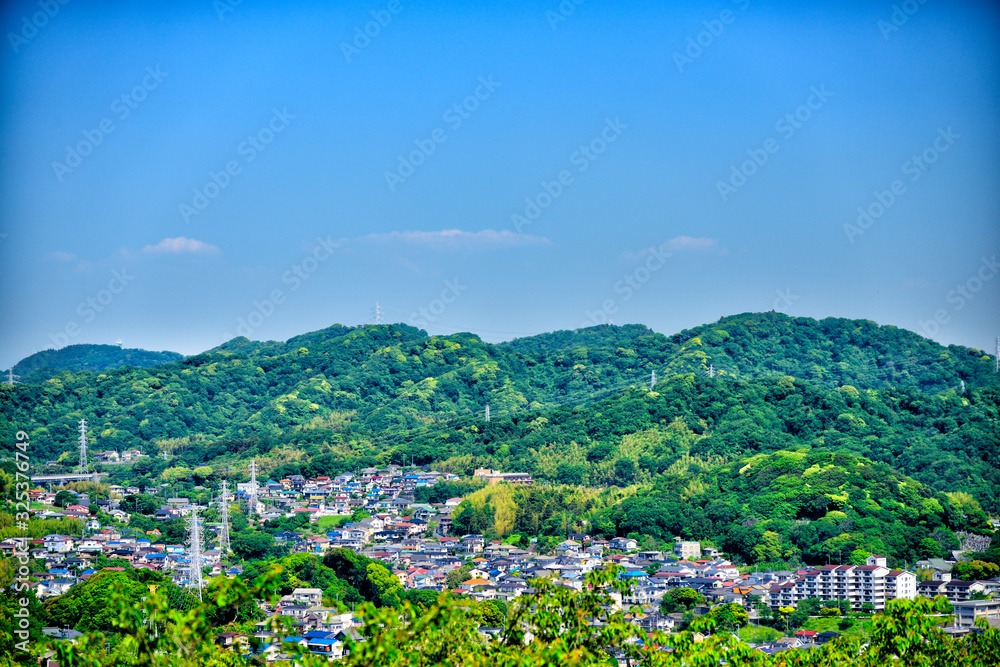 View from Kinugasa park in Yokosuka, Japan.