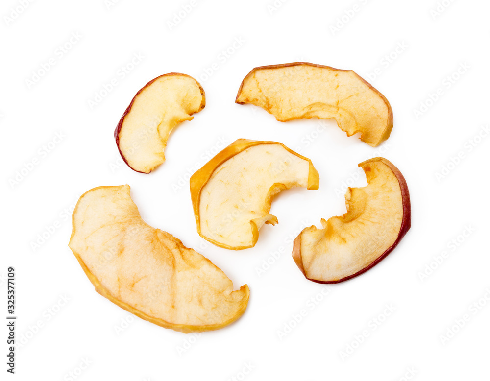 Dried sliced apples, fruit isolated on white background Dried sliced apples, fruit isolated on white background