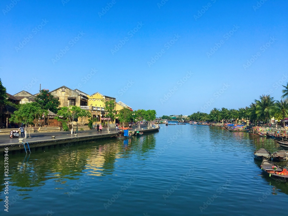 blue sky above traditional Hoi An, Vietnam