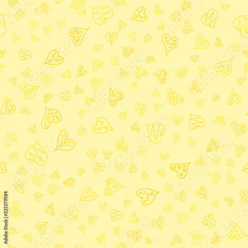 chaotic vector colored doodle hearts seamless pattern