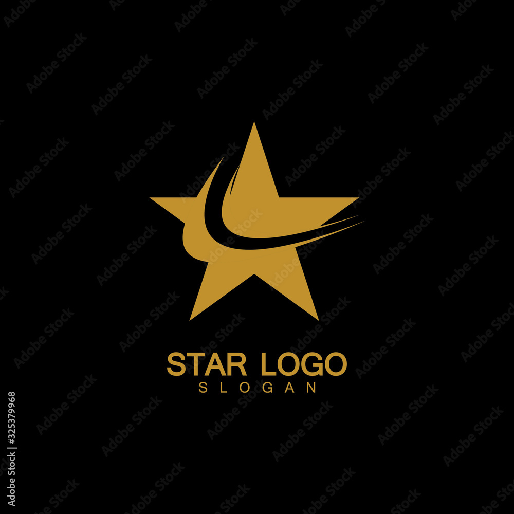 Gold Star Logo Vector in elegant Style with Black Background Gold Star Logo Vector in elegant Style with Black Background