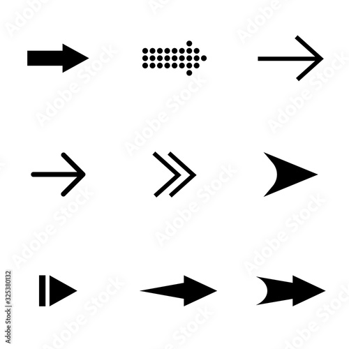 Vector illustration of black arrow icons set