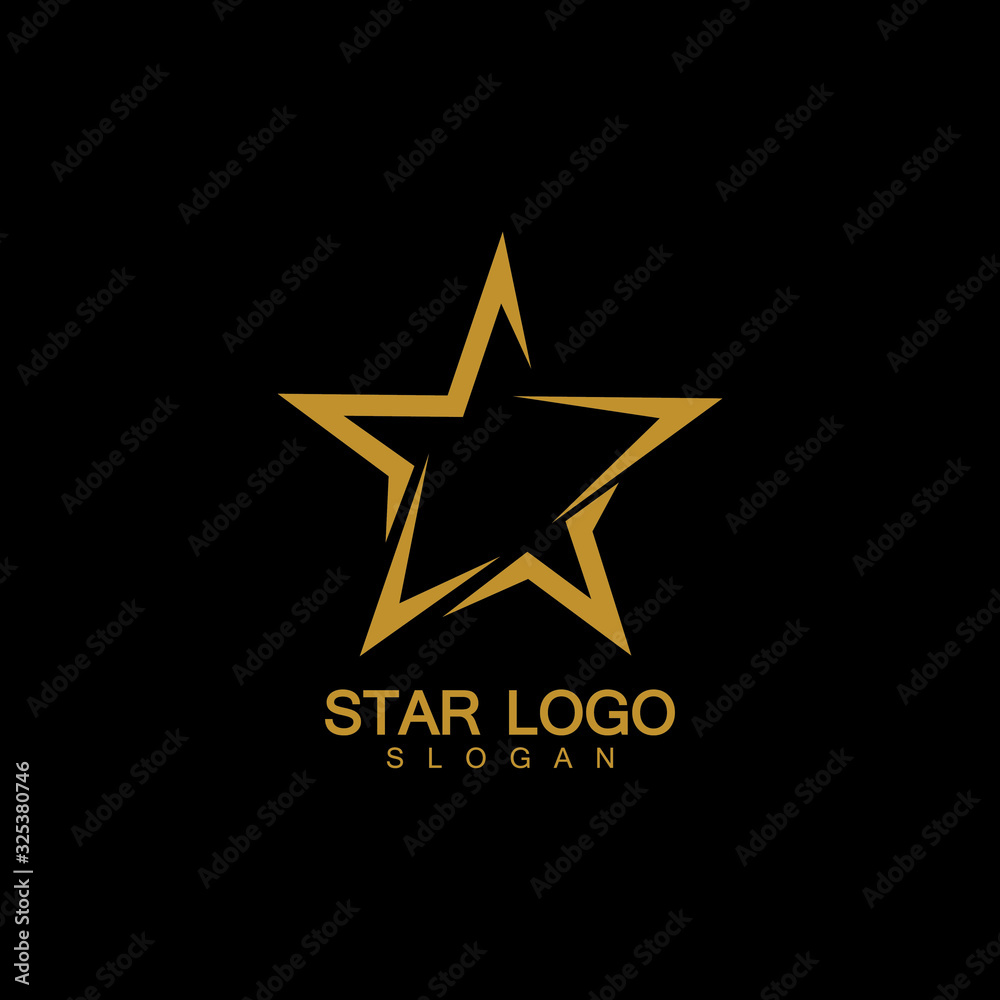 Gold Star Logo Vector in elegant Style with Black Background Gold Star Logo Vector in elegant Style with Black Background