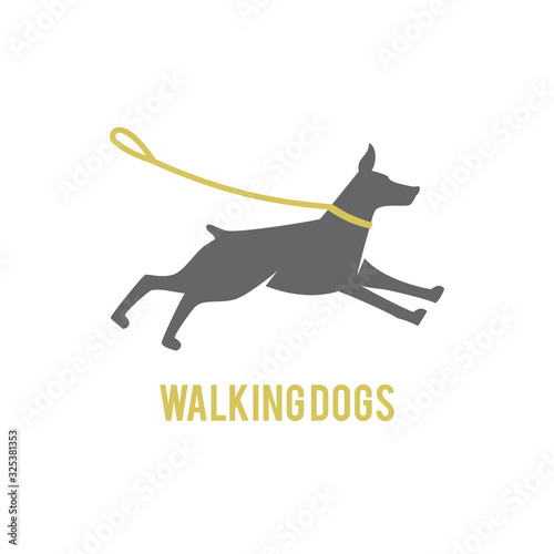 Logo design for dog walking, training or dog related business. Isolated on white background.
