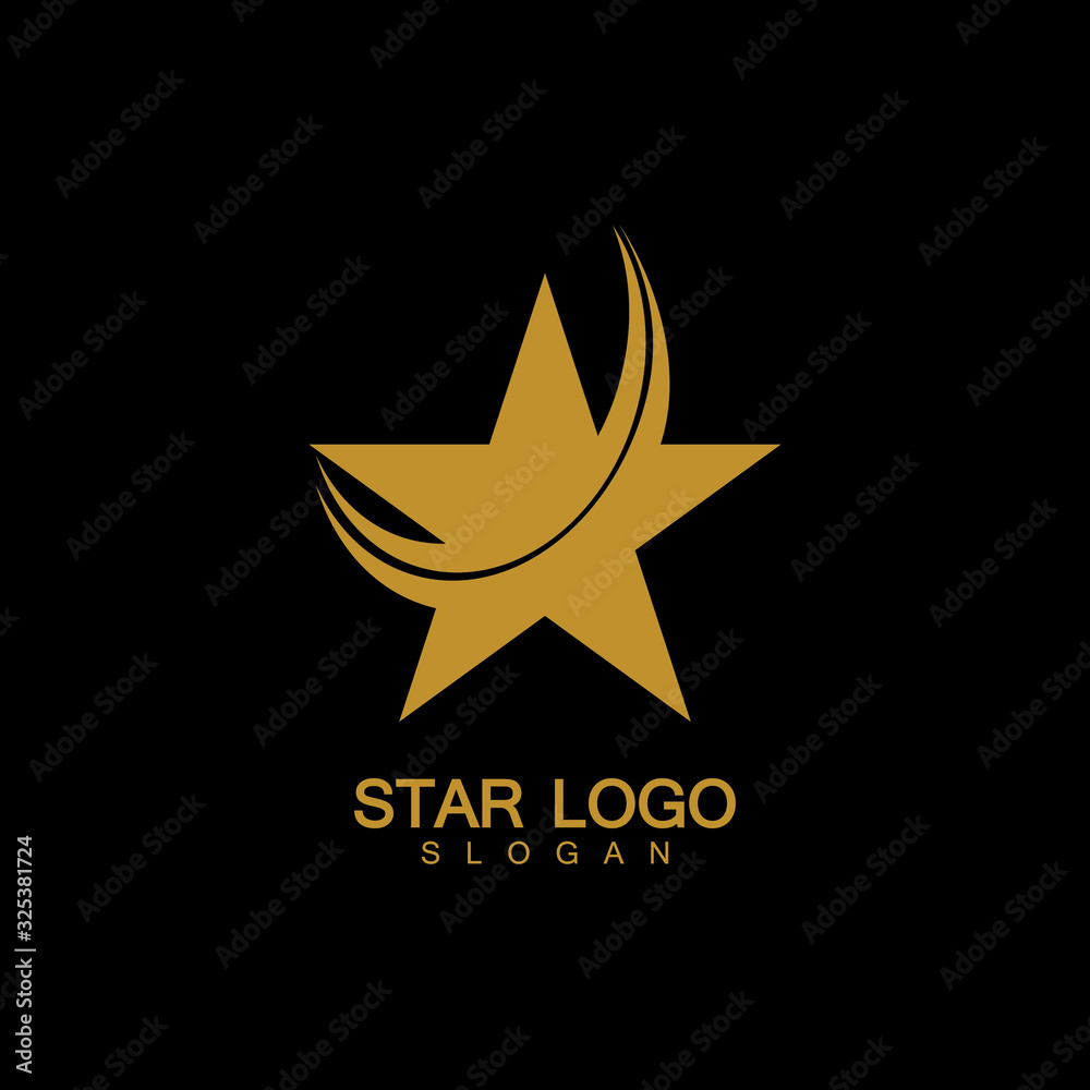 Gold Star Logo Vector in elegant Style with Black Background Gold Star Logo Vector in elegant Style with Black Background