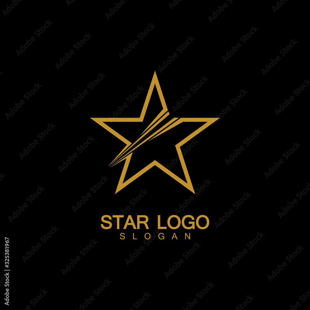 Gold Star Logo Vector in elegant Style with Black Background Gold Star Logo Vector in elegant Style with Black Background
