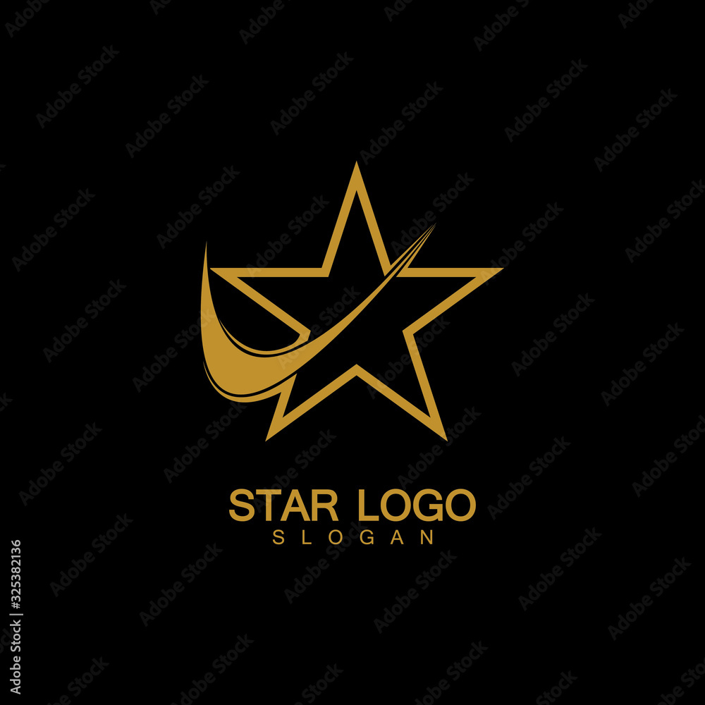 Gold Star Logo Vector in elegant Style with Black Background Gold Star Logo Vector in elegant Style with Black Background