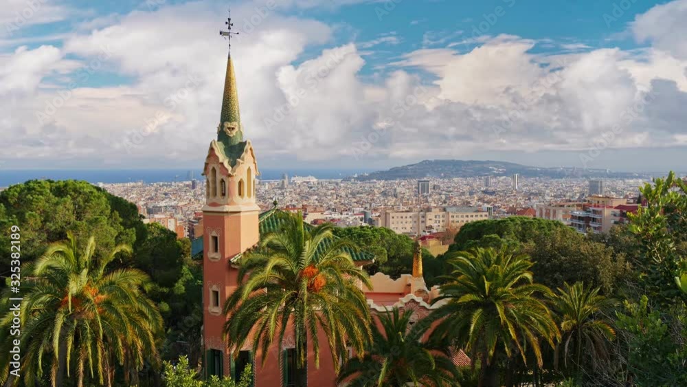 Barcelona, Spain. View from Guell park. UHD, 4K Barcelona, Spain. View from Guell park. UHD, 4K