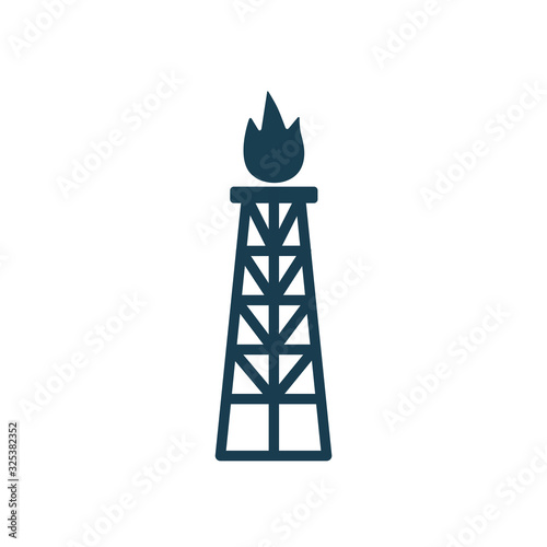 Isolated oil tower with flame silhouette style icon vector design