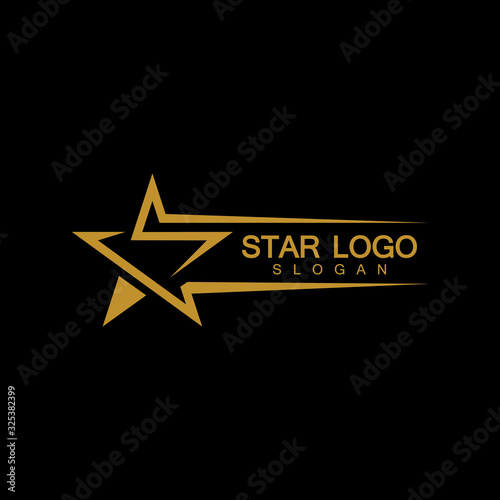 Gold Star Logo Vector in elegant Style with Black Background