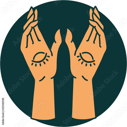 tattoo style icon of mystic hands