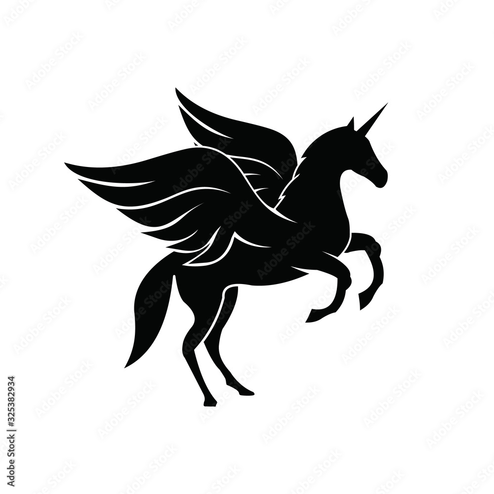 horse unicorn pegasus mythology mammal wings icon mascot silhouette stallion equine logo vector illustration horse unicorn pegasus mythology mammal wings icon mascot silhouette stallion equine logo vector illustration