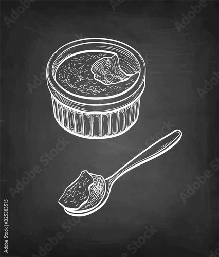 Chalk sketch of creme brulee.