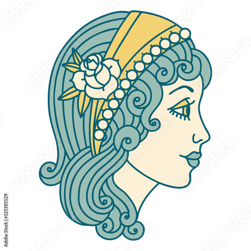 tattoo style icon of a gypsy head