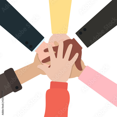 People holding hands together. The concept of teamwork and business partnership to be successful.