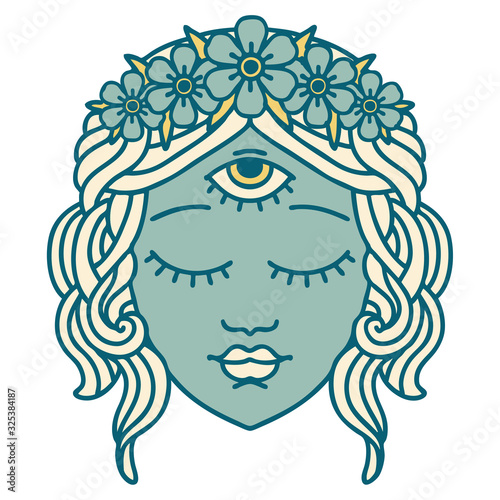 tattoo style icon of female face