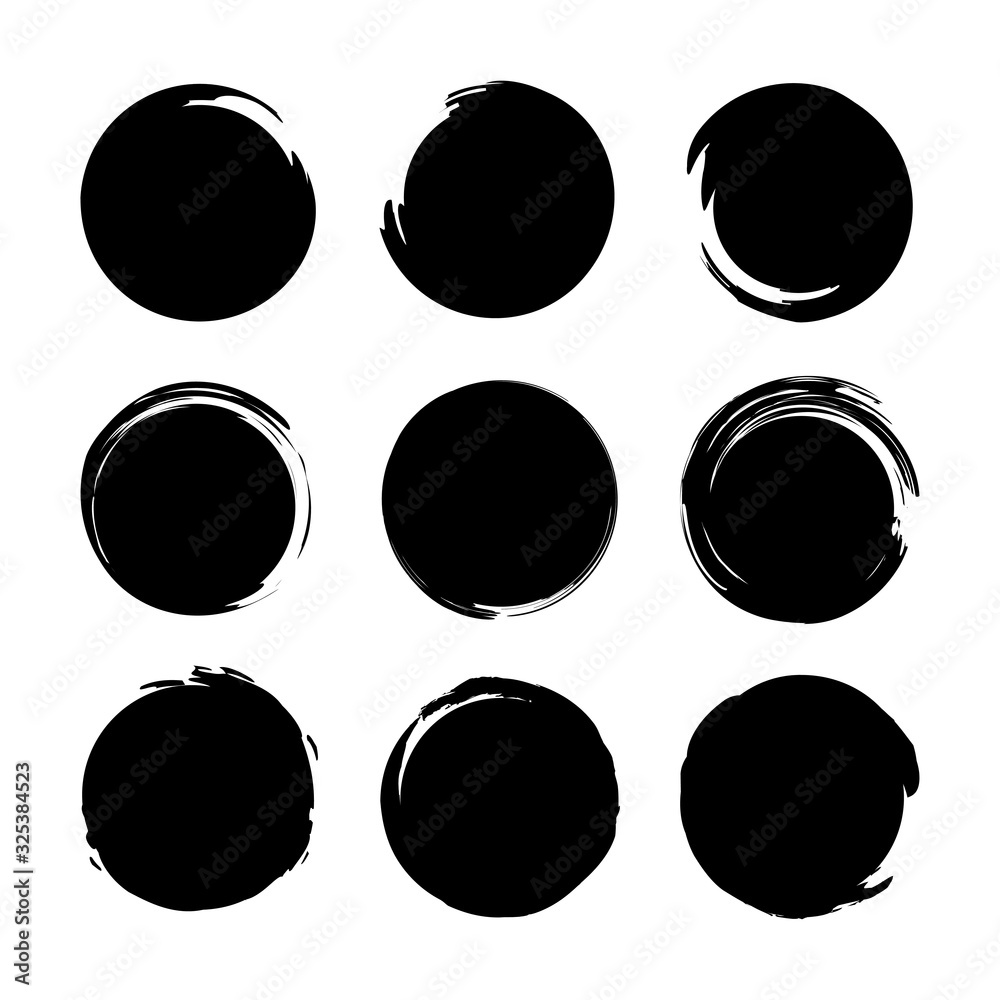 Set circles textured hand drawn abstract of black color isolated on white background. Vector Set circles textured hand drawn abstract of black color isolated on white background. Vector