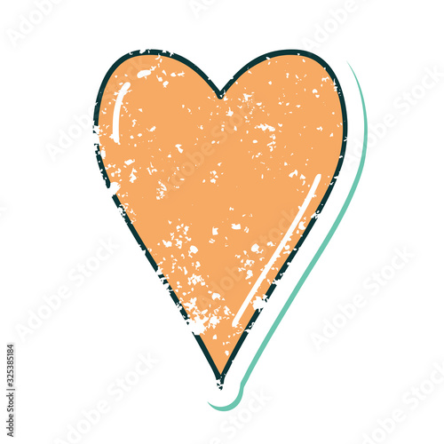 distressed sticker tattoo style icon of a heart