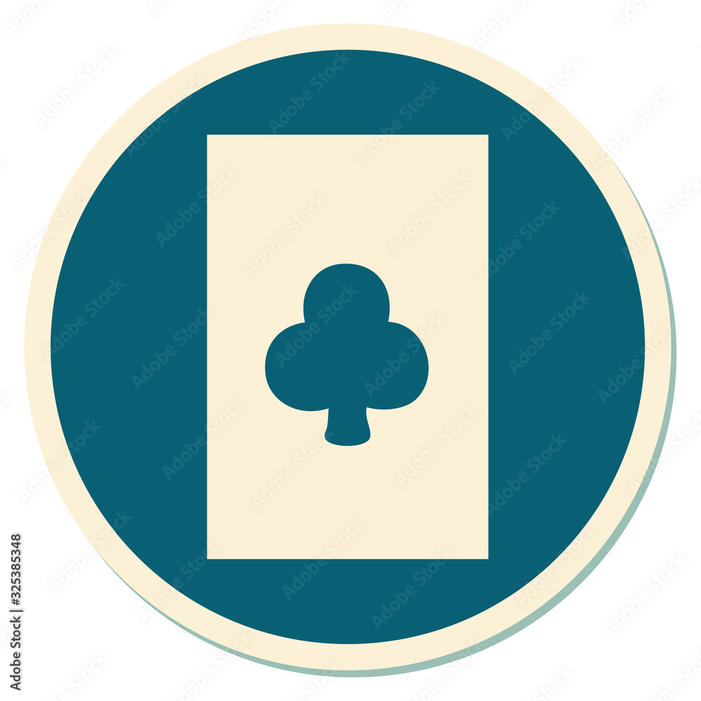 tattoo style sticker of the ace of clubs tattoo style sticker of the ace of clubs
