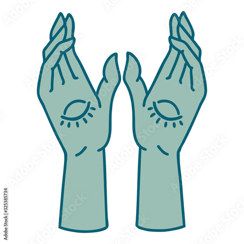 tattoo style icon of mystic hands