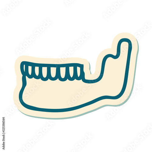tattoo style sticker of a skeleton jaw