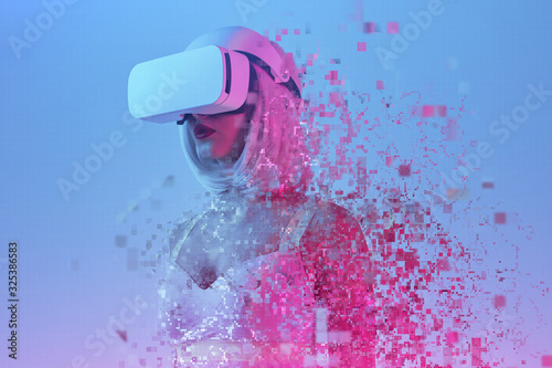 Fotografie Modern lady exploring virtual reality