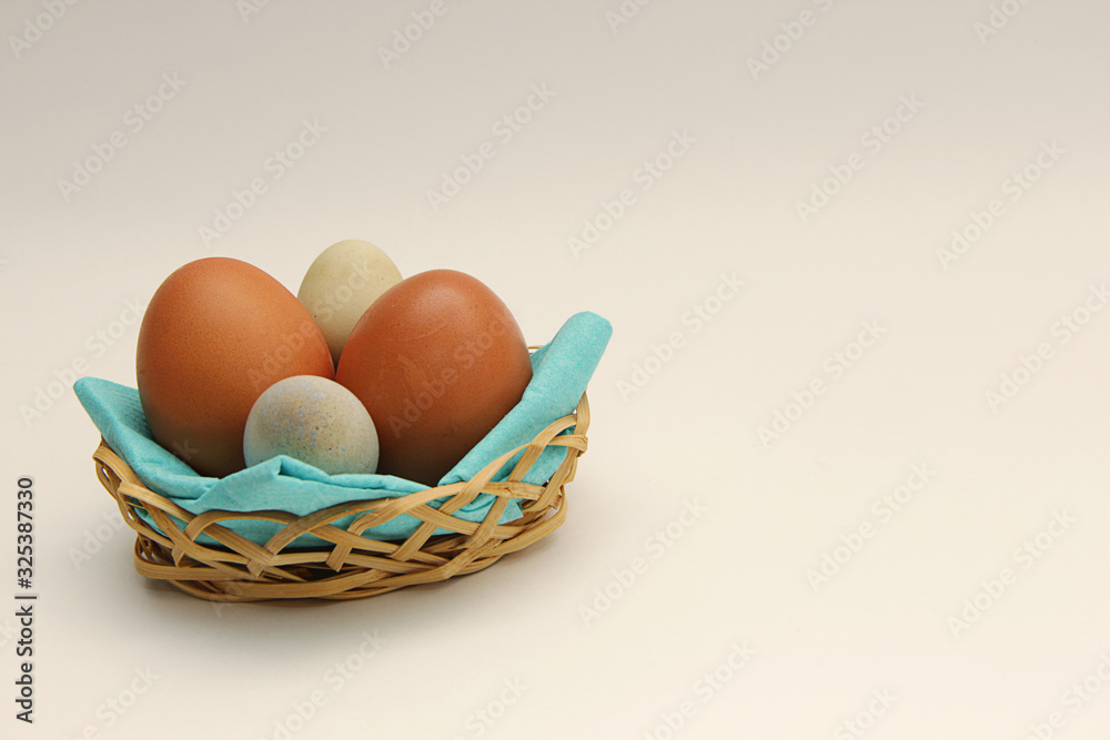 eggs in basket on white background eggs in basket on white background