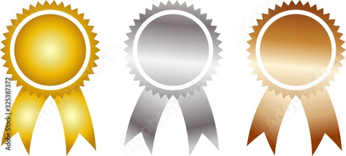 premium rosettes gold silver bronze with space for labels for designers