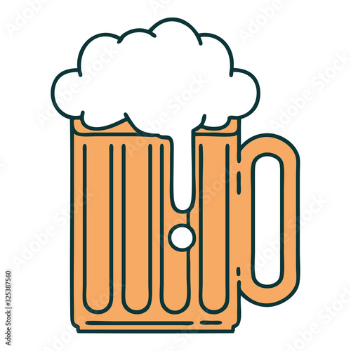 tattoo style icon of a beer tankard