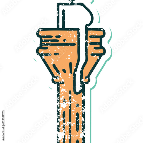 distressed sticker tattoo style icon of a candelabra