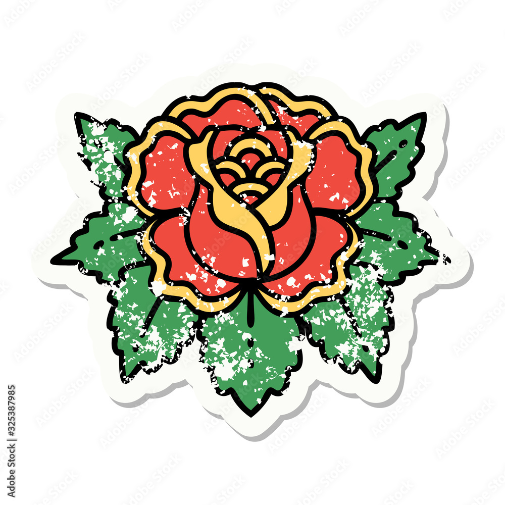 Fototapeta premium traditional distressed sticker tattoo of a rose