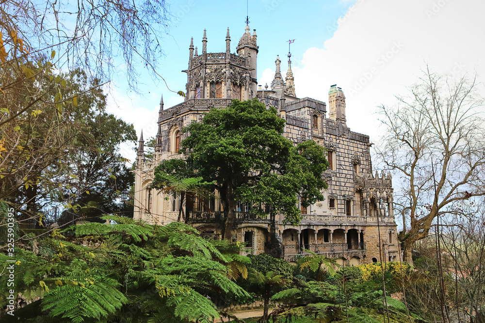 The Regaleira Palace (known as Quinta da Regaleira) main house located in Sintra, Portugal