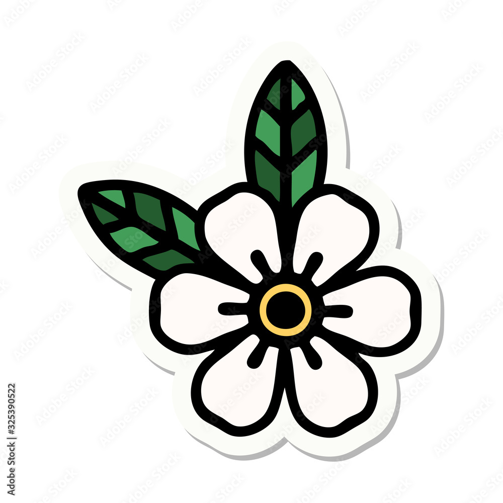 tattoo style sticker of a flower tattoo style sticker of a flower
