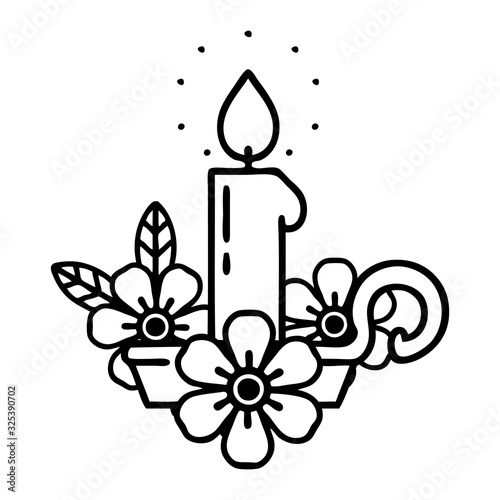 black line tattoo of a candle holder