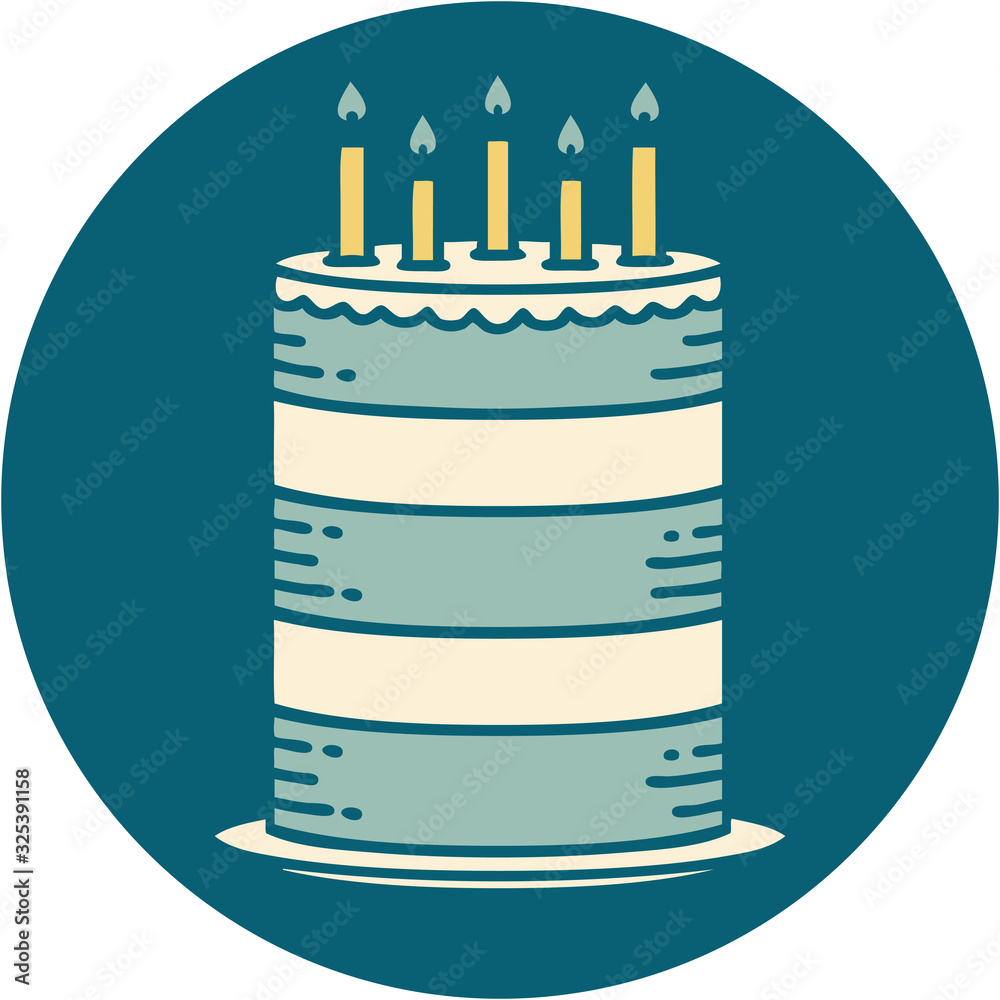 tattoo style icon of a birthday cake tattoo style icon of a birthday cake