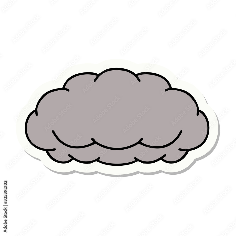 tattoo style sticker of a cloud a grey cloud tattoo style sticker of a cloud a grey cloud