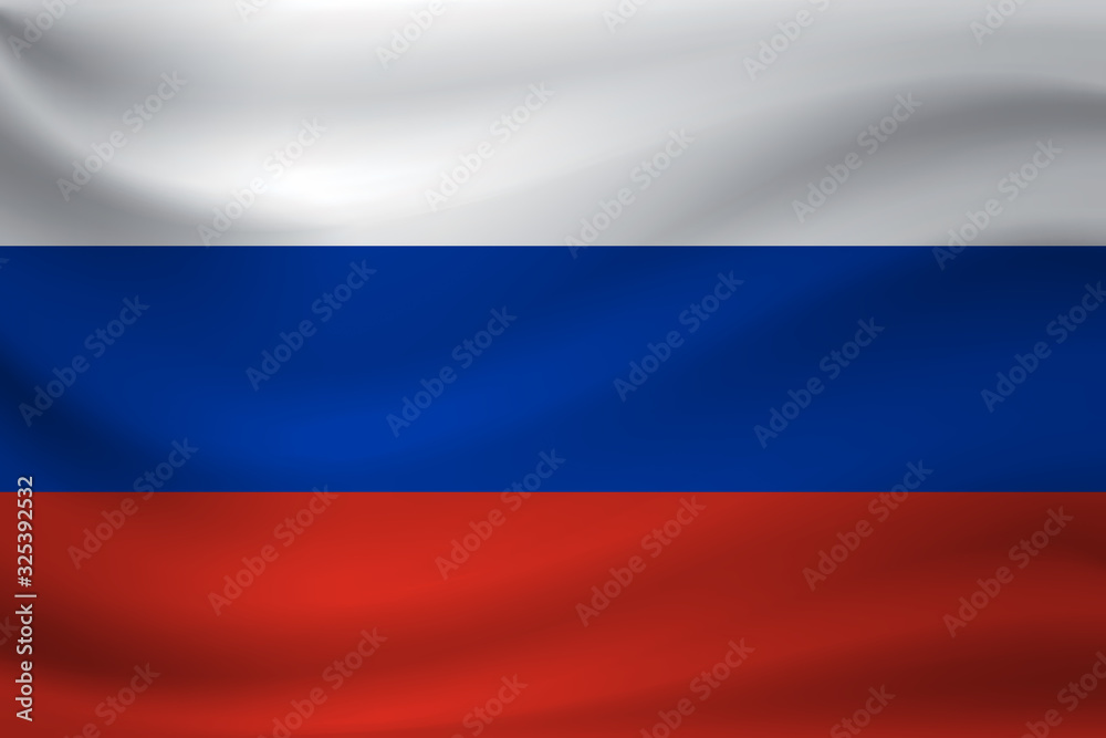 Waving flag of Russia. Vector illustration