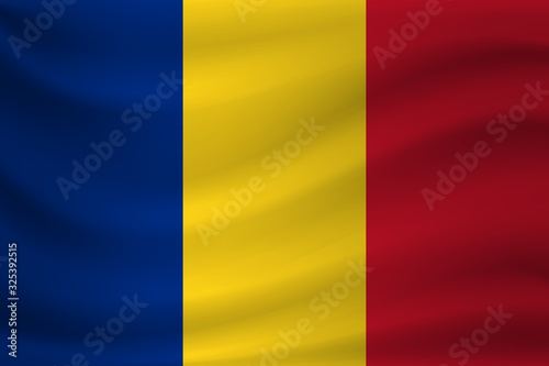 Waving flag of Romania. Vector illustration