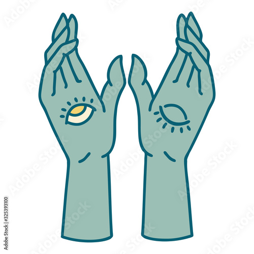 tattoo style icon of mystic hands