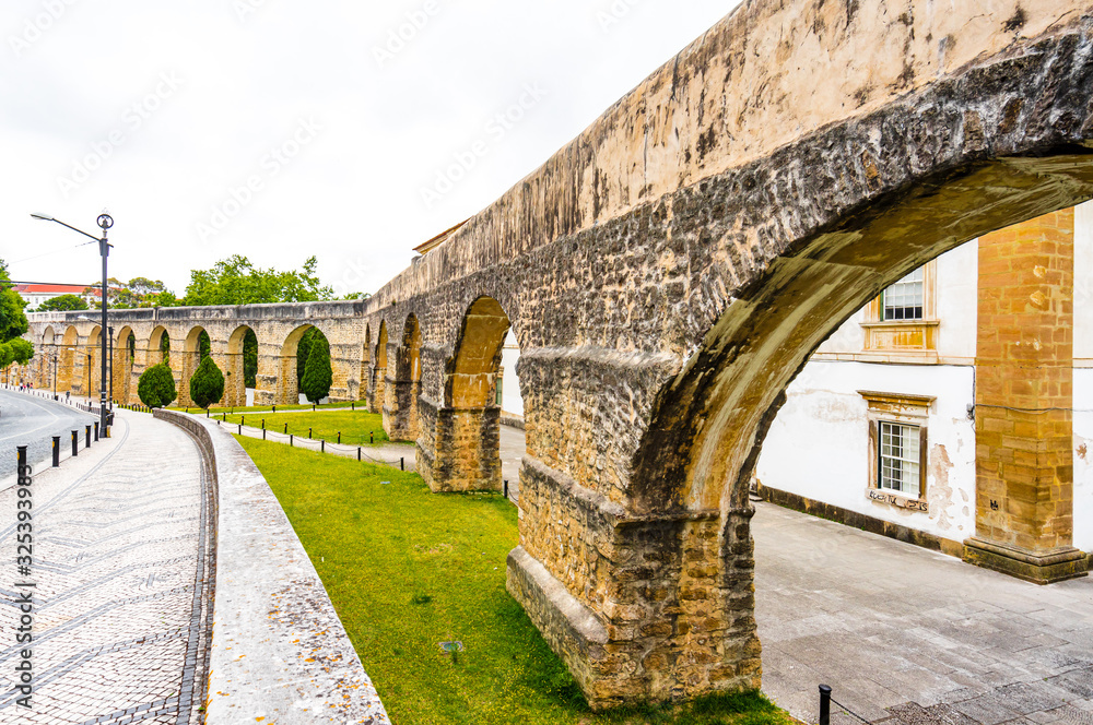 View on Roman aqueduct in Coimbra, Portugal