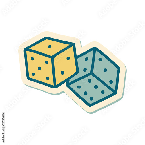 tattoo style sticker of lucky dice