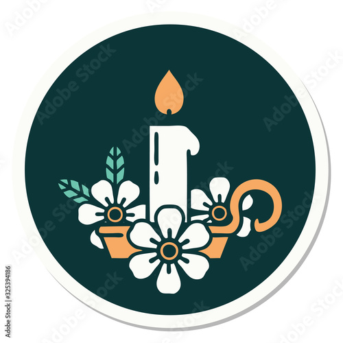 tattoo style sticker of a candle holder