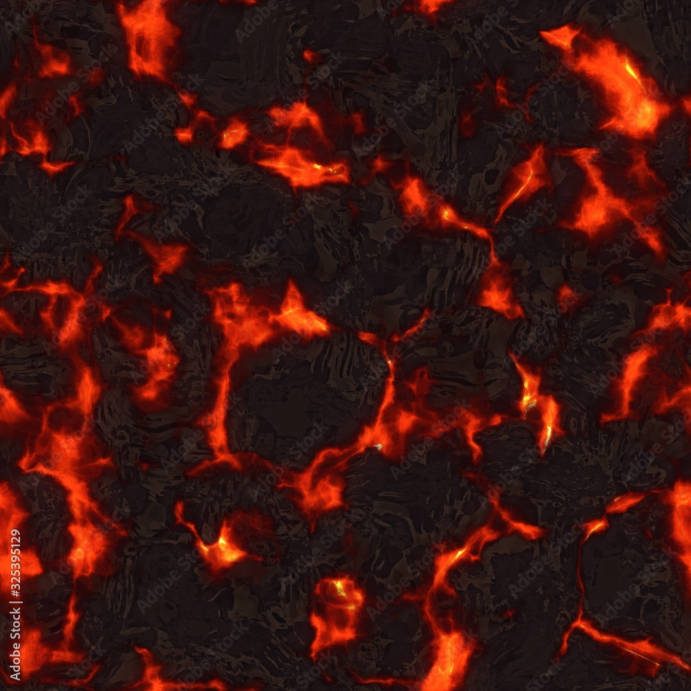 Seamless magma or lava texture, melting flow. Red hot molten lava flow