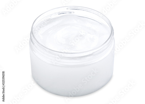 Jar of white cream isolated on white background