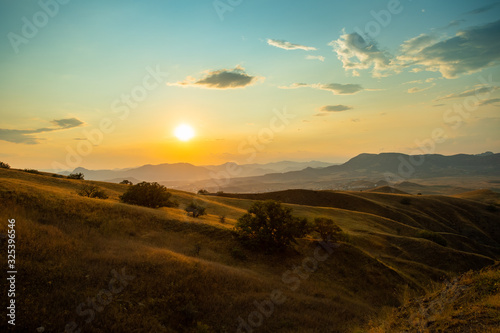 Beautiful View On Sunrise Or Sunset On Cape Meganom In Summer In Crimea, Russia.