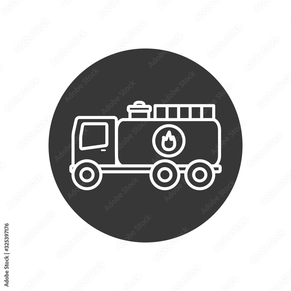 Isolated oil truck line block style icon vector design Isolated oil truck line block style icon vector design
