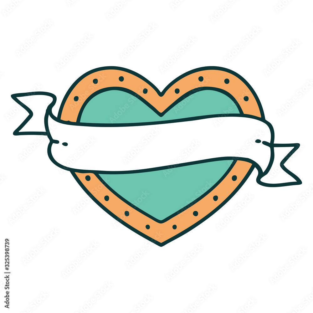 tattoo style icon of a heart and banner tattoo style icon of a heart and banner