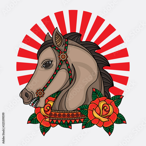 horse flash tattoo designs